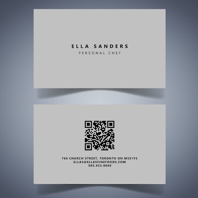 Luxurious Minimal Light Gray QR CODE Business Card (Simple and elegant business card with QR code)