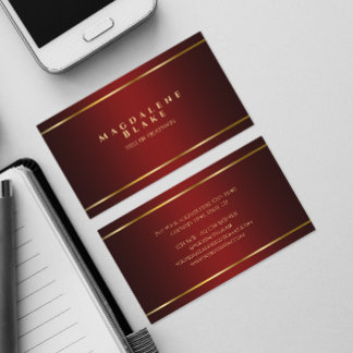 Luxurious Minimalist Red Burgundy Business Card