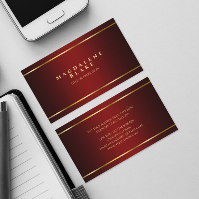 Luxurious Minimalist Red Burgundy Business Card (Creator Uploaded)