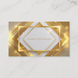 Luxurious Modern 3D Geometric Gold & White Business Card