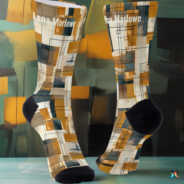 Luxurious Modern Abstract Earth-tone custom Socks (Creator Uploaded)