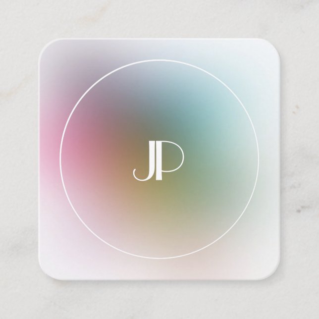 Luxurious Modern Elegant Gold Monogram Template Square Business Card (Front)