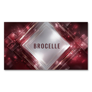 Luxurious Modern Geometric Burgundy & Rose Gold Magnetic Business Card