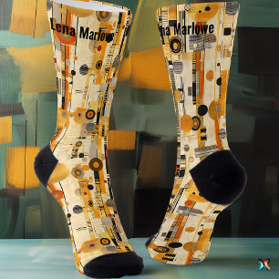 Luxurious Modern Geometric Golden Contemporary Socks