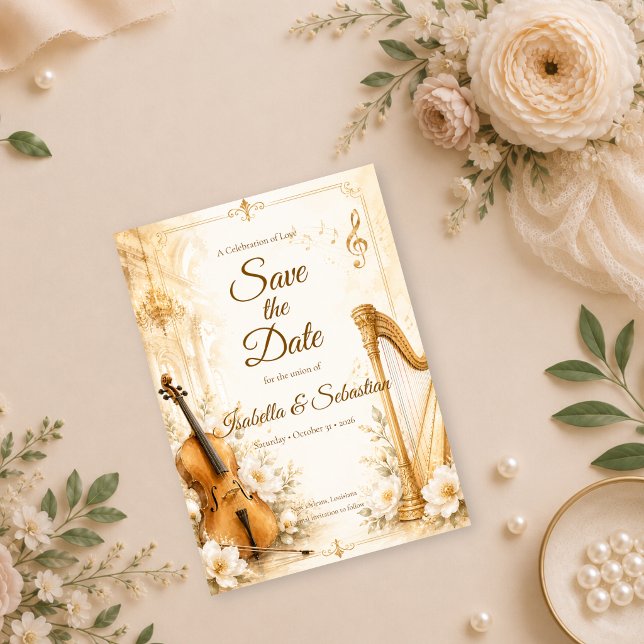 Luxurious Musical Elegance Wedding Save The Date (Creator Uploaded)