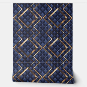 Luxurious Navy and Gold Geometric Wallpaper