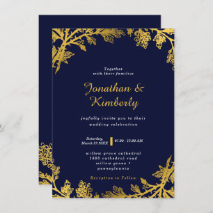 Luxurious Navy and Gold Wedding Invitation