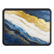 Luxurious Navy Blue & Gold Leaf Marble