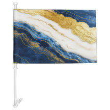 Luxurious Navy Blue & Gold Leaf Marble