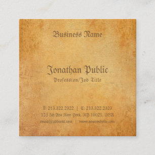Luxurious Nostalgic Old Paper Look Professional Square Business Card