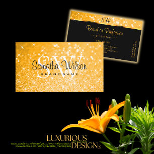 Luxurious Orange Glitter Luminous Stars Initials Business Card