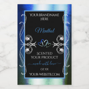 Luxurious Ornate Blue Teal Black Product Labels