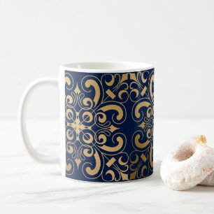 Luxurious Ornate Gold Navy Coffee Mug