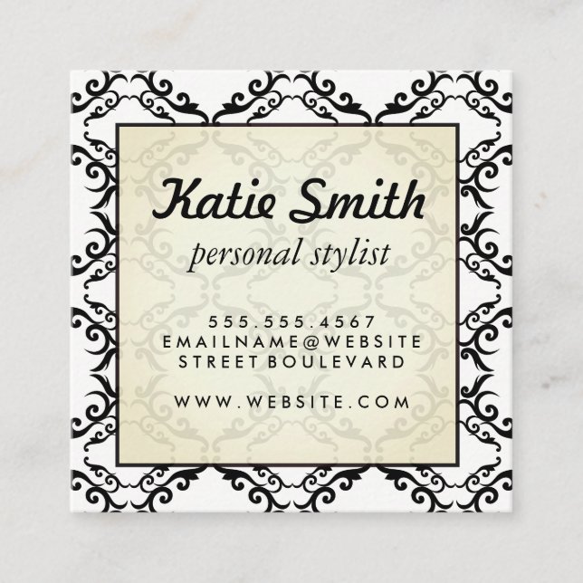 Luxurious Pattern Square Business Card (Front)
