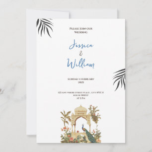 luxurious peacock palace wedding invitation