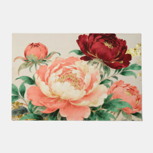 Luxurious Peony Floral Bouquet Doormat