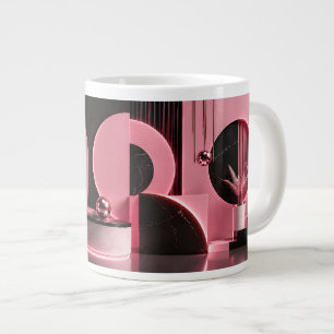 Luxurious Pink and Black Geometric Design Gift Large Coffee Mug