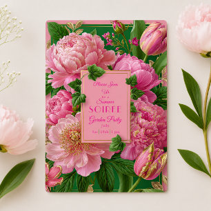 Luxurious Pink and Green Floral Garden Party Invitation