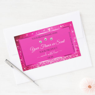 Luxurious Pink Glitter Product Packaging Labels