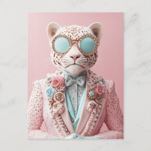 Luxurious Pink Leopard Elegance Postcard