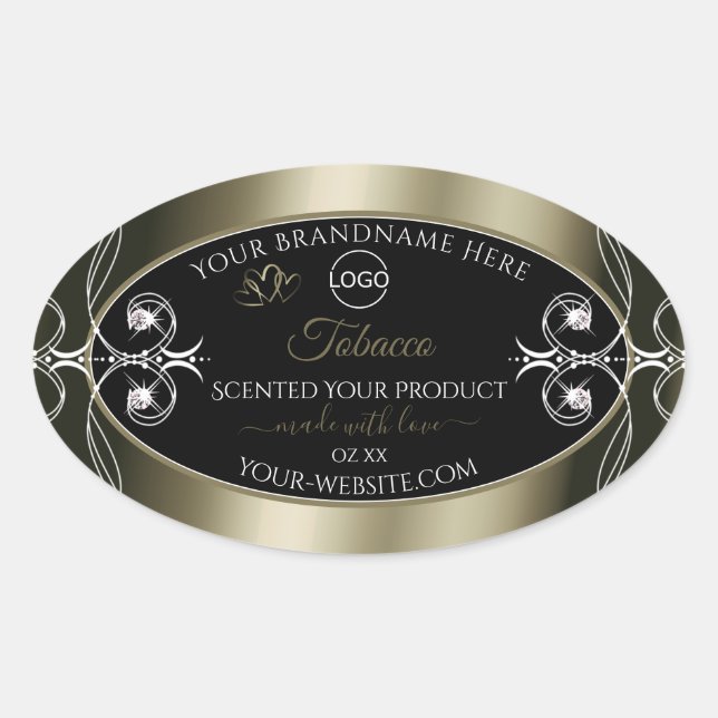Luxurious Platinum Black Product Labels with Logo (Front)