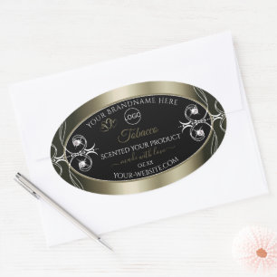 Luxurious Platinum Black Product Labels with Logo