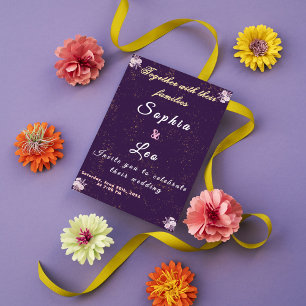 Luxurious Plum Purple Gold Foil Wedding Invitation