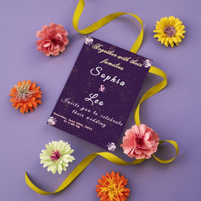 Luxurious Plum Purple Gold Foil Wedding Invitation (Creator Uploaded)