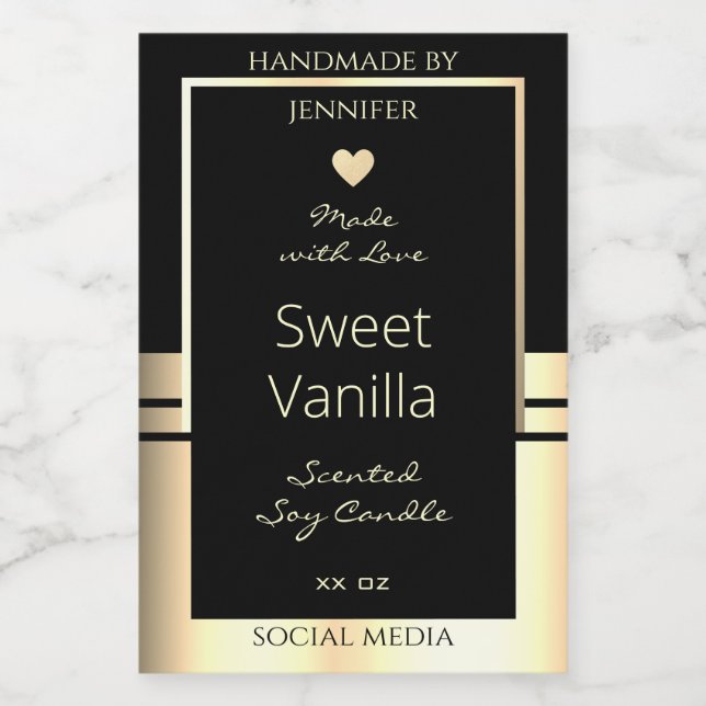 Luxurious Product Packaging Labels Black and Gold (Single Label)