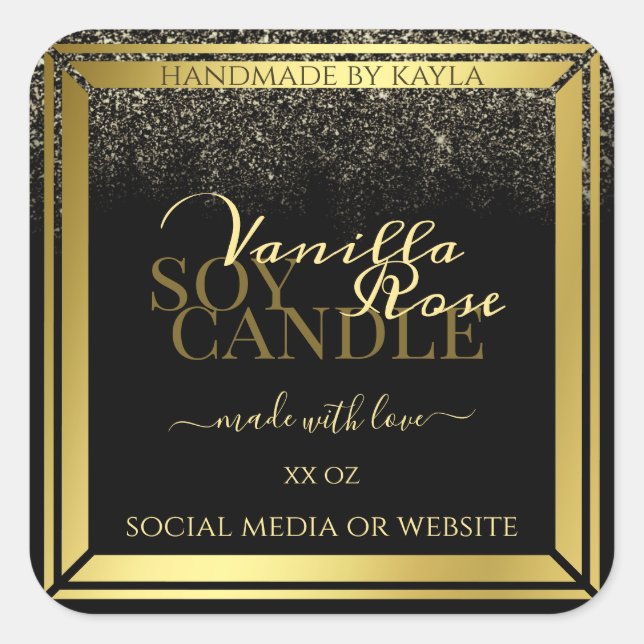 Luxurious Product Packaging Labels Black and Gold (Front)