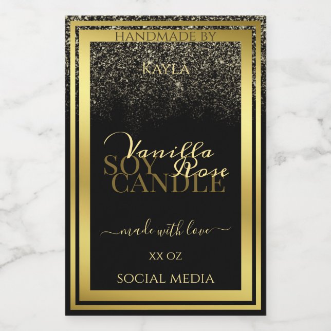 Luxurious Product Packaging Labels Black and Gold (Single Label)