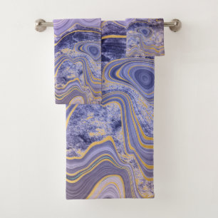 LUXURIOUS PURPLE LILAC GOLD  SWIRL TOWEL SET