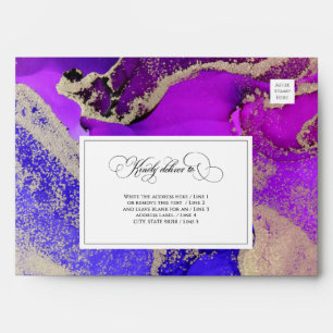 Luxurious Purple Magenta Pink Gold Wedding  Envelope