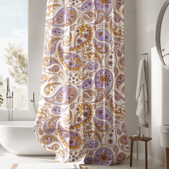 Luxurious Purple Paisley Shower Curtain (Creator Uploaded)