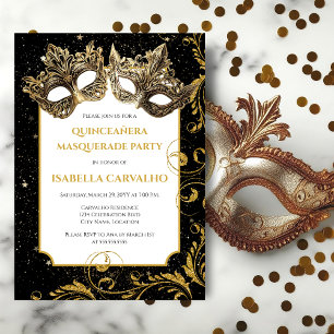 Luxurious Quinceañera Masquerade Party Invitation