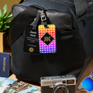 luxurious rainbow classic monogram personalise luggage tag
