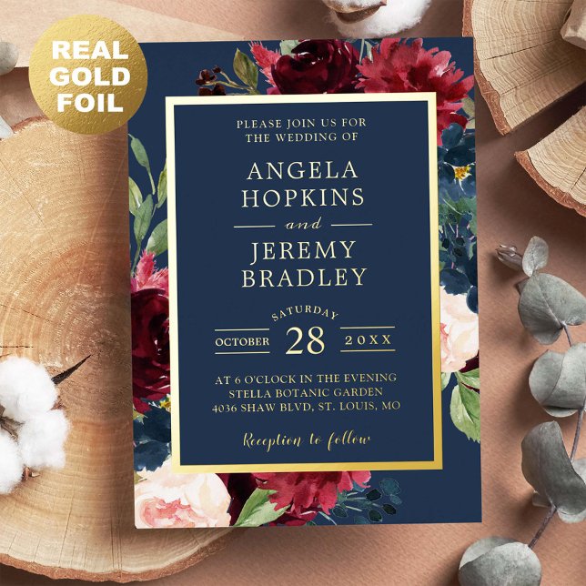 Luxurious Real Gold | Burgundy Navy Floral Wedding (Creator Uploaded)