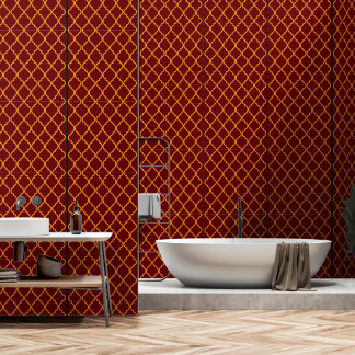 luxurious Red and Gold Geometric Wallpaper