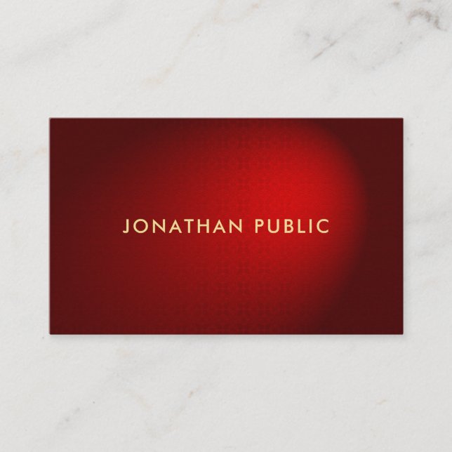 Luxurious Red Damask Elegant Premium Pearl Finish Business Card (Front)