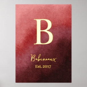 Luxurious Red Family Name Year Established Foil Prints