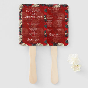 Luxurious Red Gardenia Charm Destination Wedding Hand Fan