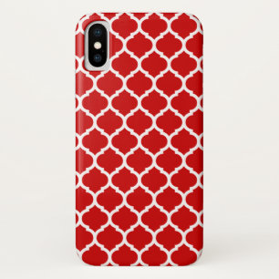 Luxurious Red Quatrefoil lattice pattern iPhone X Case