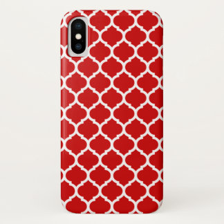 Luxurious Red Quatrefoil lattice pattern iPhone X Case