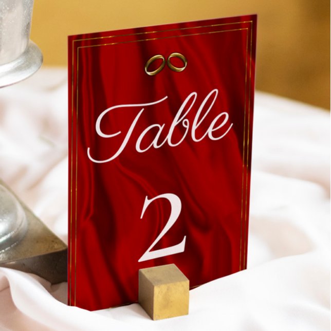 Luxurious Red Silk Wedding  Table Number (Creator Uploaded)