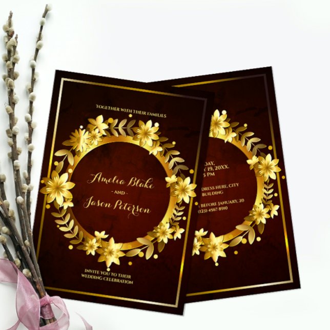 Luxurious Regal Gold Frame Wedding Invitation (Creator Uploaded)