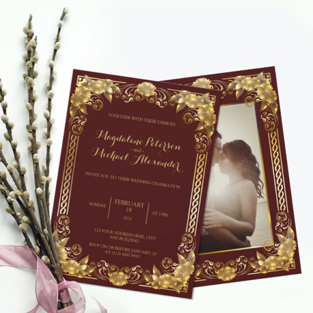 Luxurious Regal Gold Frame Wedding Invitation (Creator Uploaded)