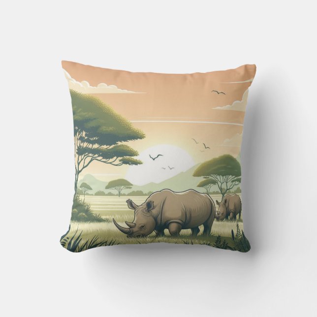 Luxurious Rhinoceros Pillow for Wildlife Lovers (Front)