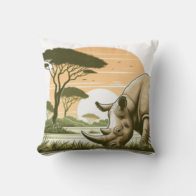 Luxurious Rhinoceros Pillow for Wildlife Lovers (Front)