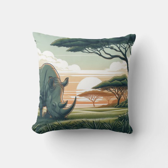 Luxurious Rhinoceros Pillow for Wildlife Lovers (Front)