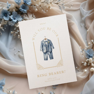 Luxurious Ring Bearer Blue Suit Ornamental Dome